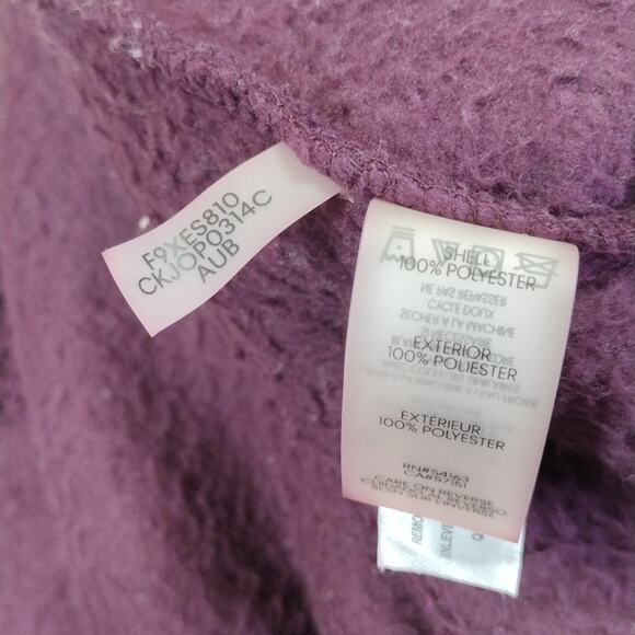Calvin Klein Sherpa Fleece Fluffy Comfy Cozy Plush Purple Zip-Up Teddy Jacket - Picture 5 of 8